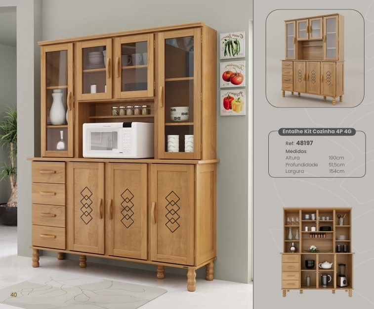 Linha Entalhe | Kit Cozinha 4P 4G | 48197 | Serpil 0625