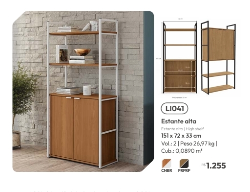 Estante Alta | LI041 | Venda:-62% | Kappesberg Crome 0925