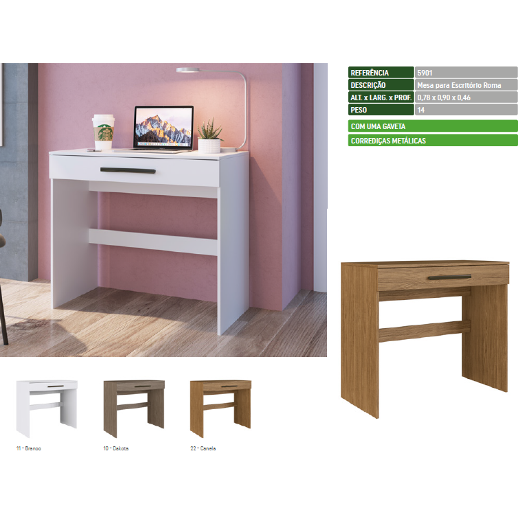 Mesa Escritório Roma 1 Gaveta | 5901 | Faimec Móveis