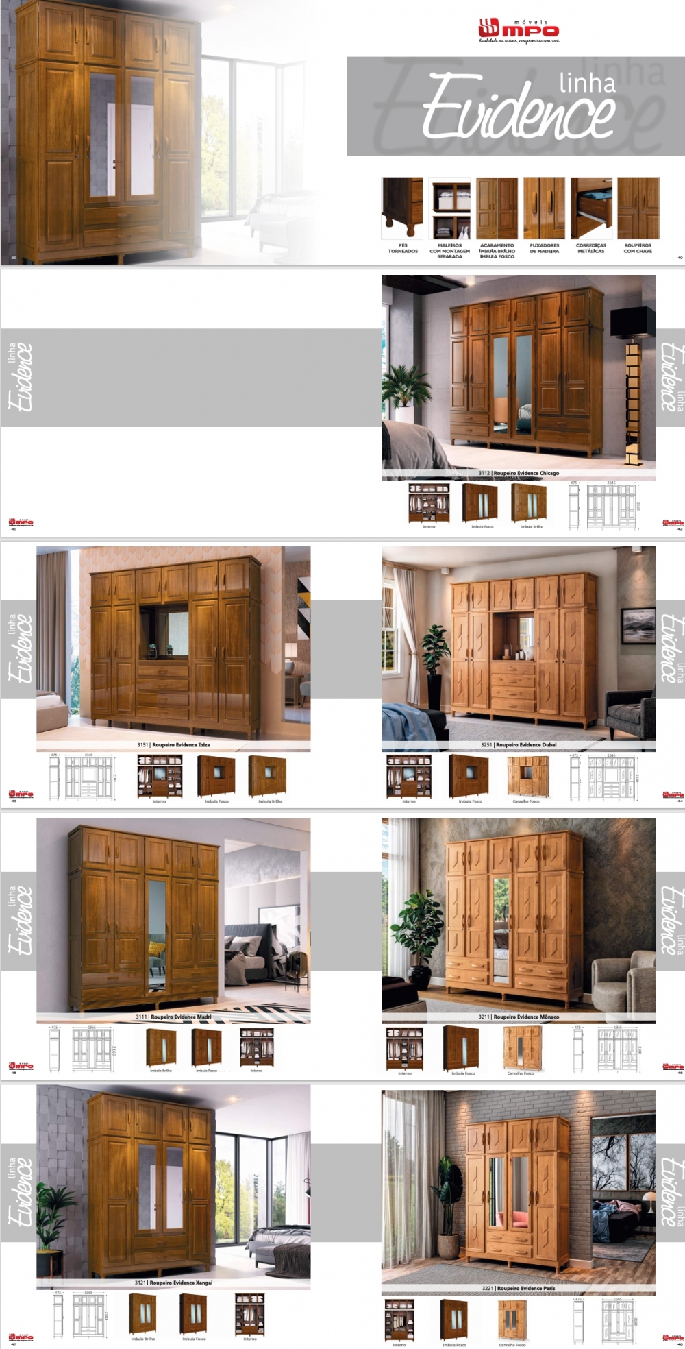 Linha Evidence | 3112 - 3151 - 3251 - 3111 - 3211 -3121 - 3221 - 3502 - 3505 - 3506 | MPO Móveis 0425