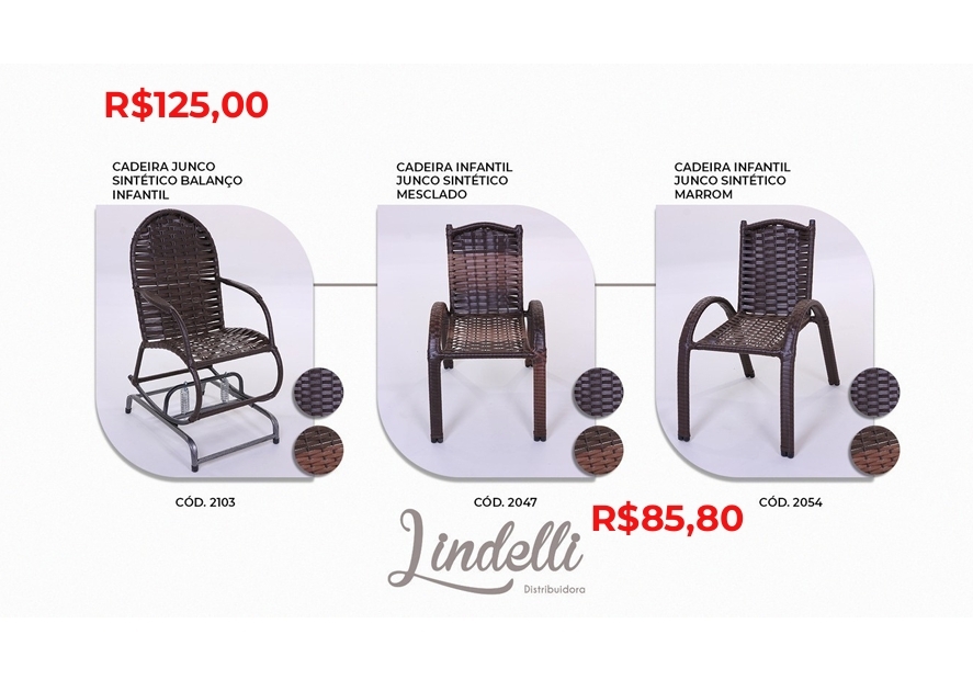 Cadeira Infatil Junco Sintético | 2103 -  2047 - 2054 | Lindelli | Venda: +50% 0525