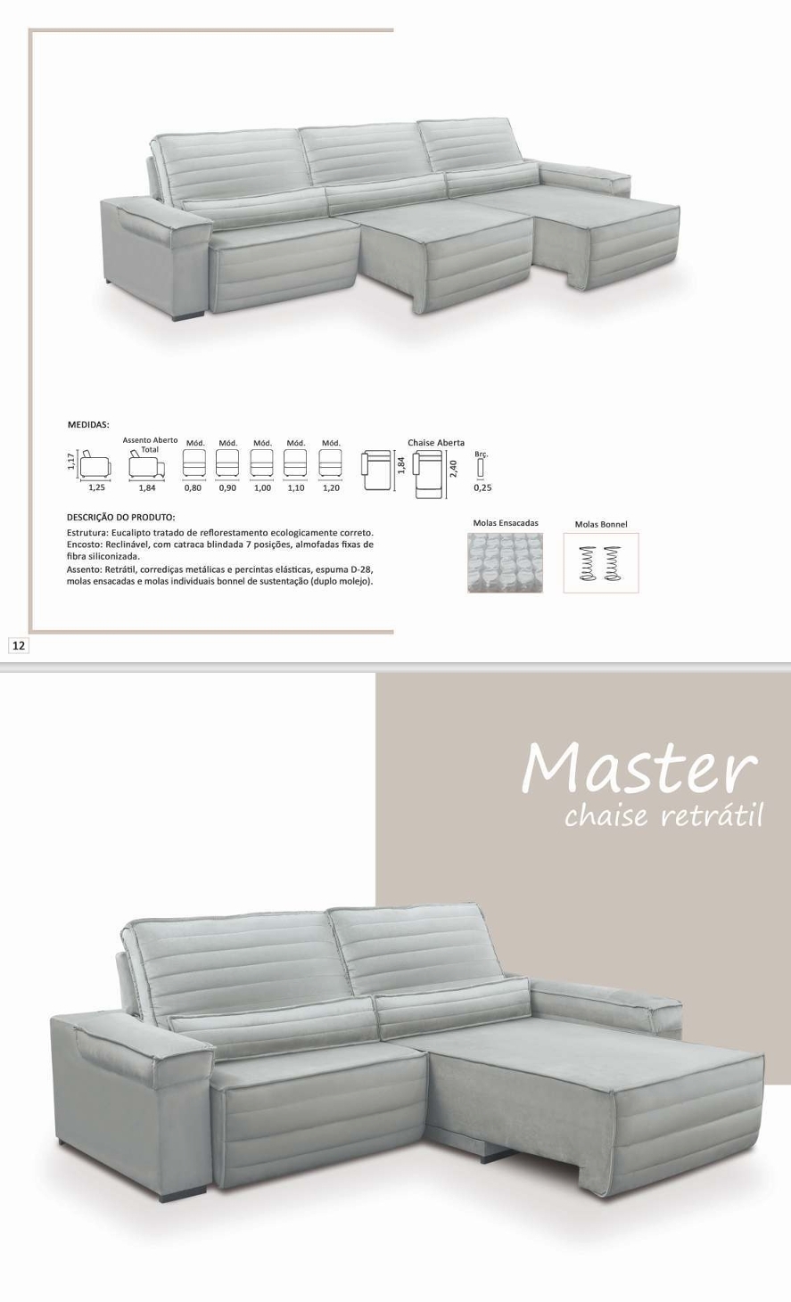 Sofá Master Chaise Retrátil | Grandelly