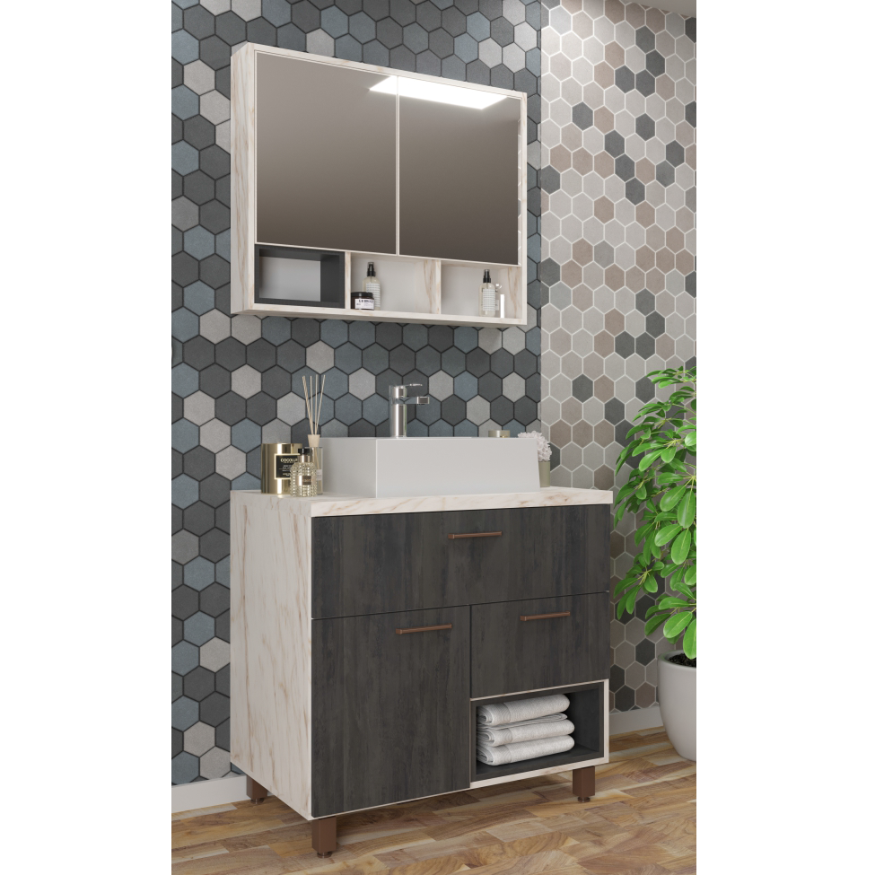 Conjunto Gabinete e Espelheira Denver 80 | Belizze 