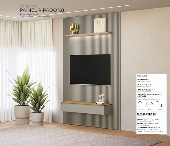 Conjunto Painel Ripado 1.8 | Linea 0726