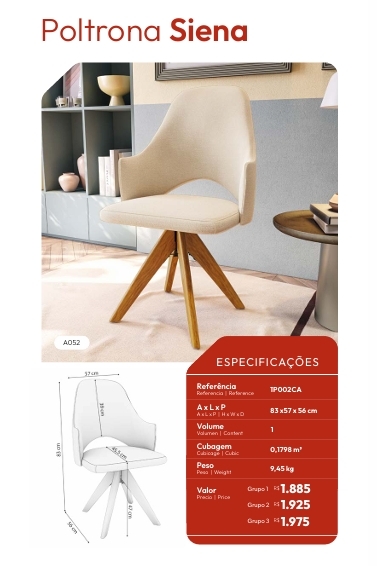  Poltrona Siena | A052 | Venda: - 60% | Kappesberg Sala de Jantar Premium 0625