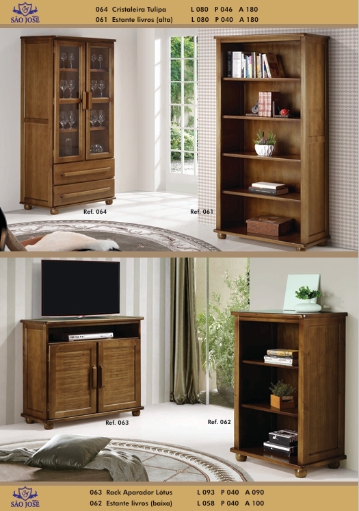 Cristaleira Tulipa | Estante livros | Rack Aparador | 064 - 061  - 063 - 062 | São José 0525