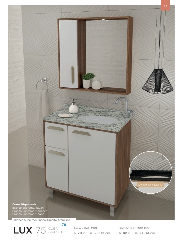 Conjunto Banheiro Lux 75CM | Cuba Granito | Balcony 0926