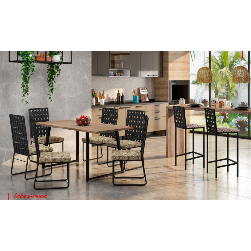 PREÇO + BARATO DO BRASIL | Mesa Atlanta + 6 Cadeiras Tróia + 2 Banquetas Tróia | Fabone
