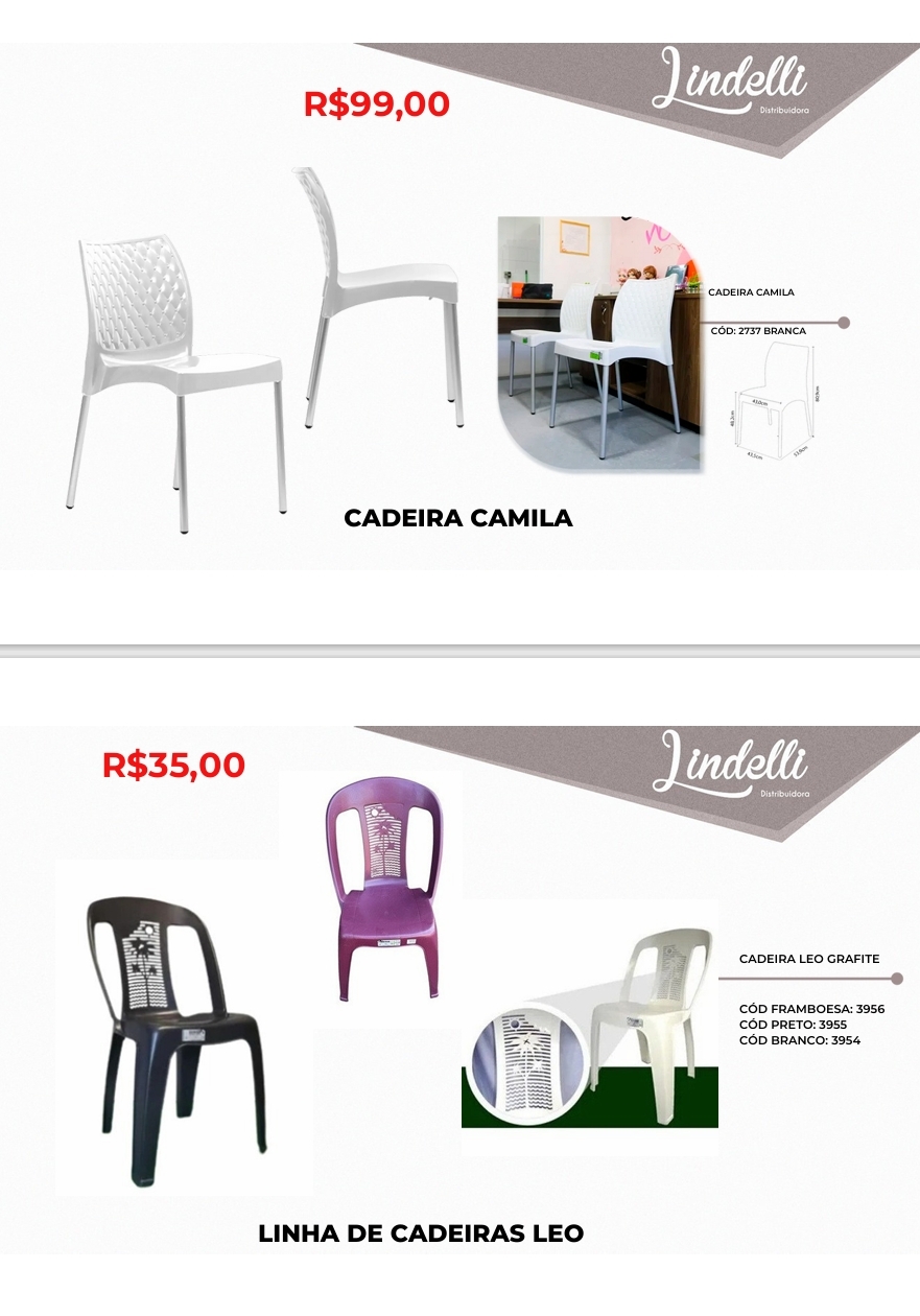 Cadeiras | Camila - Leo | Lindelli | Venda: +50% 0525