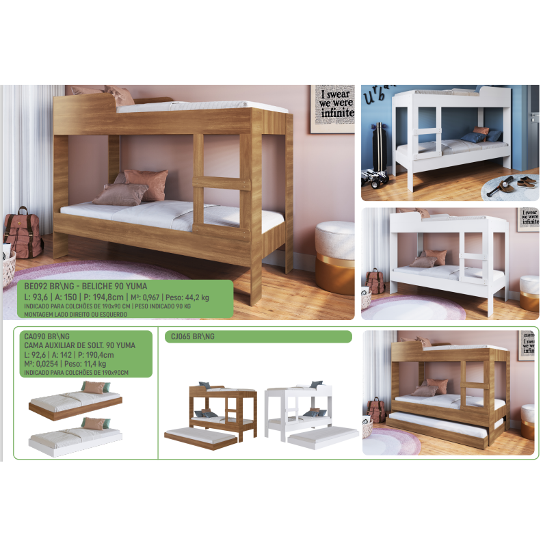 PREÇO + BARATO DO BRASIL | Beliche Yuma + Cama Auxiliar Yuma | BE092 - CA090 | Artin