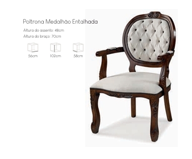 Poltrona Medalhão Entalhada | Sol Móveis 0526