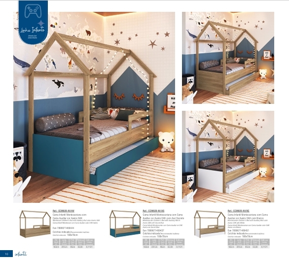 Cama Montessoriana com Cama Auxiliar | CCM020 | Completa Móveis 1125