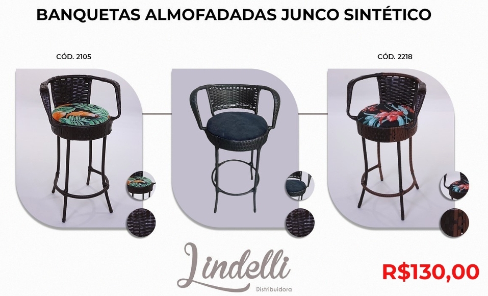 Banquetas almofadadas junco sintético | Lindelli venda: +50% 0825