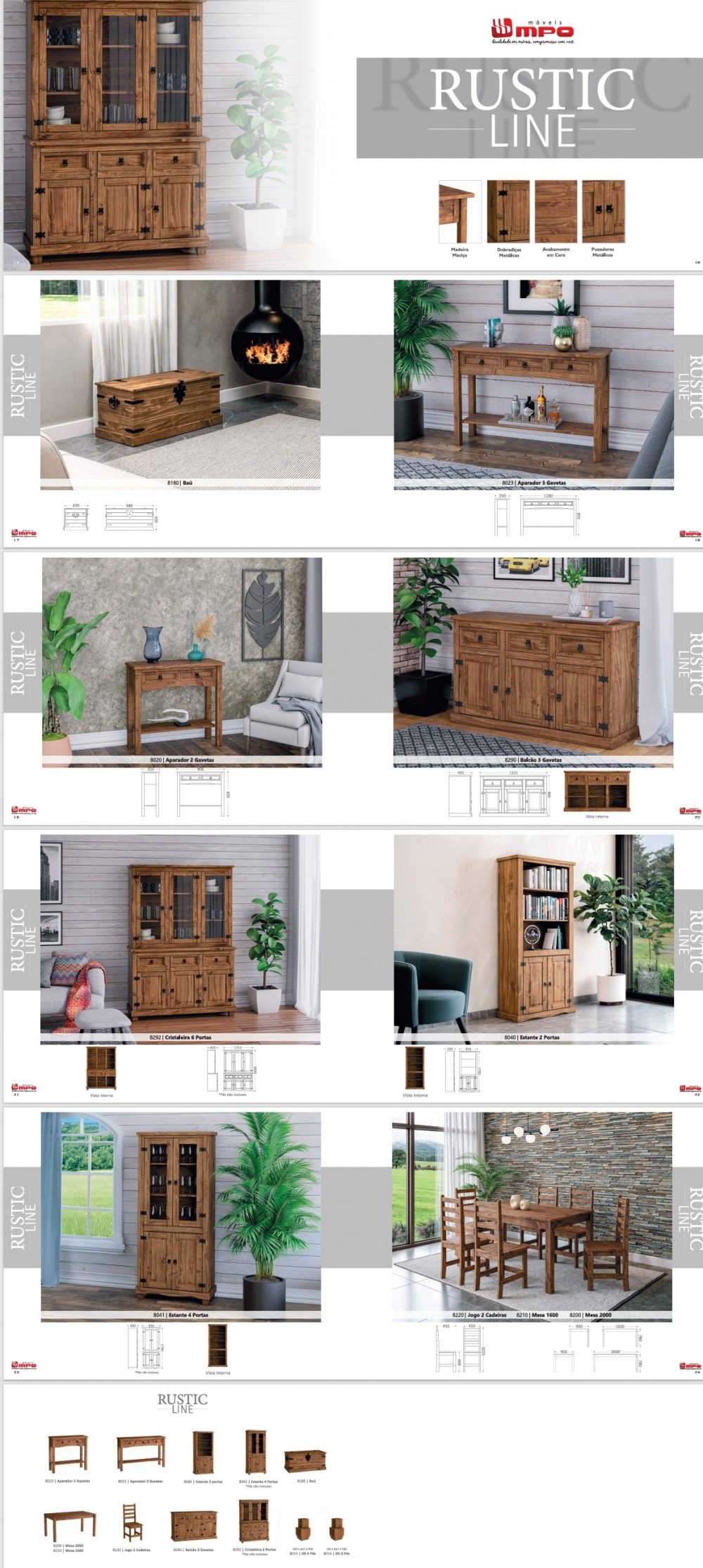 Linha Rustic | 8180 - 8023 - 8020 - 8290 - 8292 - 8040 - 8041 - 8220 - 8210 - 8200 | MPO Móveis 0425