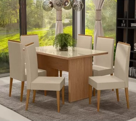 Mesa com Vidro mais 6 cadeiras | Madetal 
