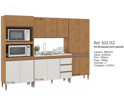 Cozinha Modulada Sabrina c/04 Peças | Soluzione 0226