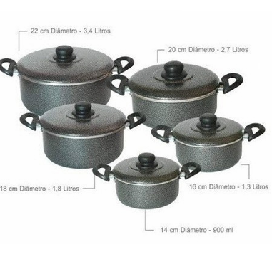 Jogo de Panelas c/ Cores Sortidas | 116 | Lindelli 0326