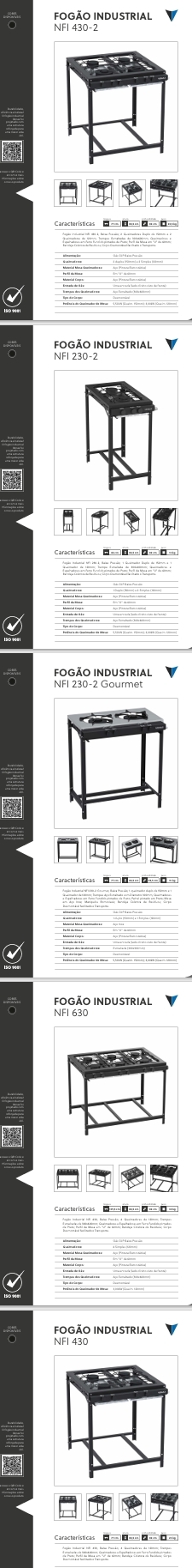 Fogão Industrial | NFI 430-2 -NFI 230-2 NFI 230-2 Gourmet - NFI 630 - NFI 430 | Venax 0525