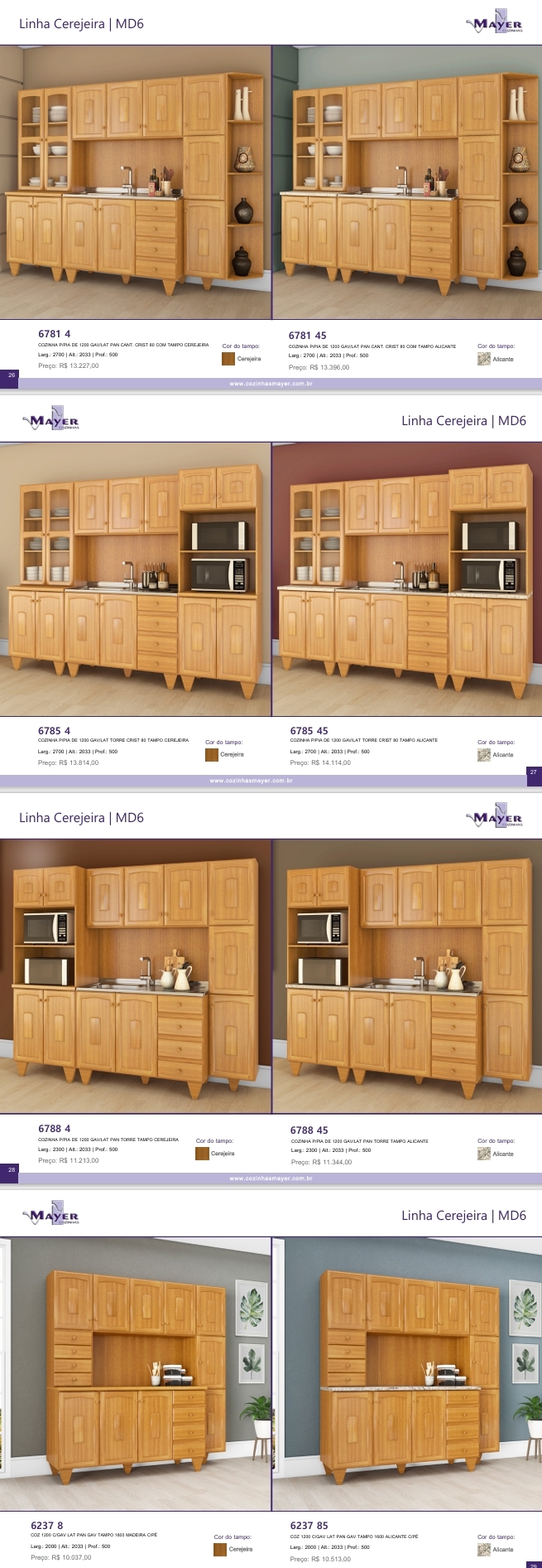 Linha Cerejeira MD6 | Cozinhas Compactas | 6781 4 - 6781 45 - 6785 4 - 6785 45 - 6788 4 - 6788 45  - 6237 8 - 6237 85 | Venda: -70% | Mayer 0525