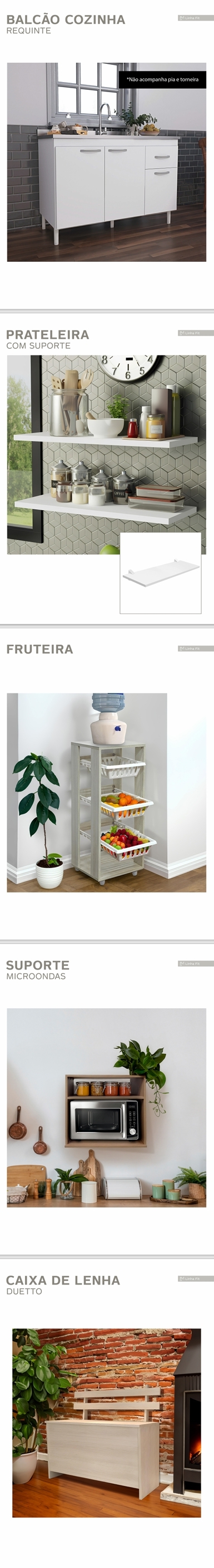 Diversos | Caixa de Lenha Duetto - Suporte Microondas - Fruteira - Prateleira  - Balcão Cozinha Requinte | Luminetto 0525
