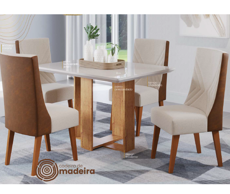 Conjunto Vicenza Mesa + Cadeiras | Viero