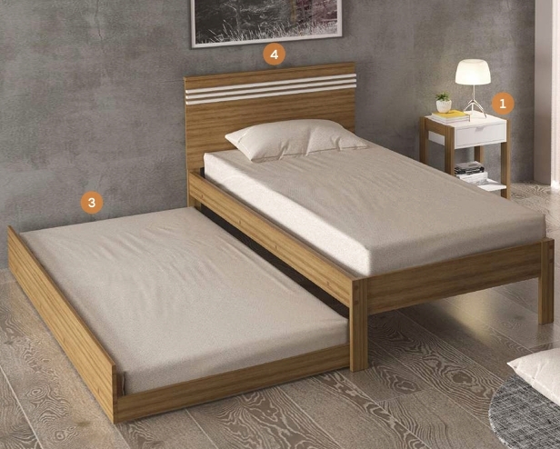 Cama Solteiro + Auxiliar | CM8008 - CM8010 | Tecnomobili 0326