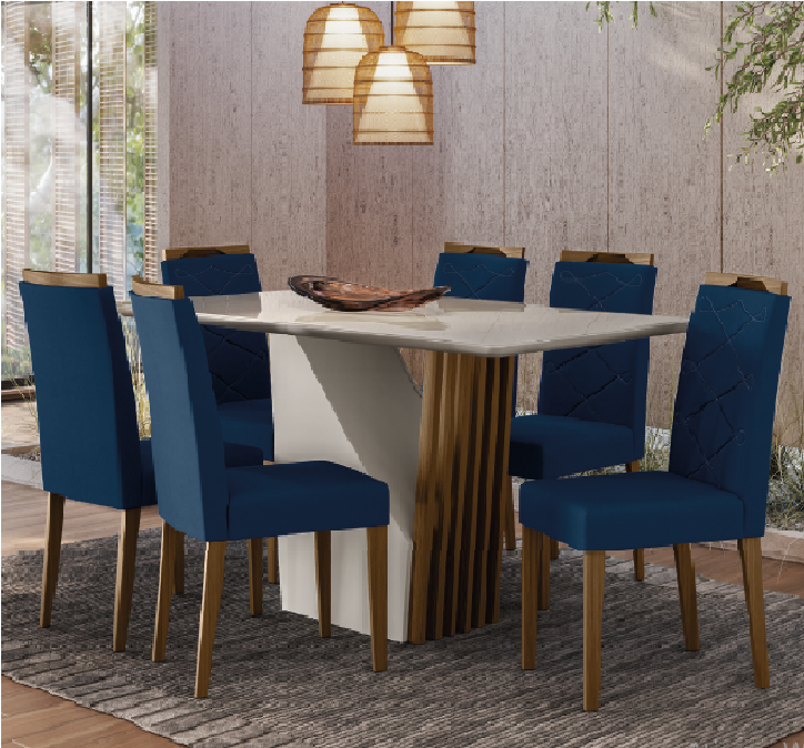 PREÇO + BARATO DO BRASIL | Sala de Jantar Mesa Veneza 23054 + Cadeira Caroline 13012 | New Ceval