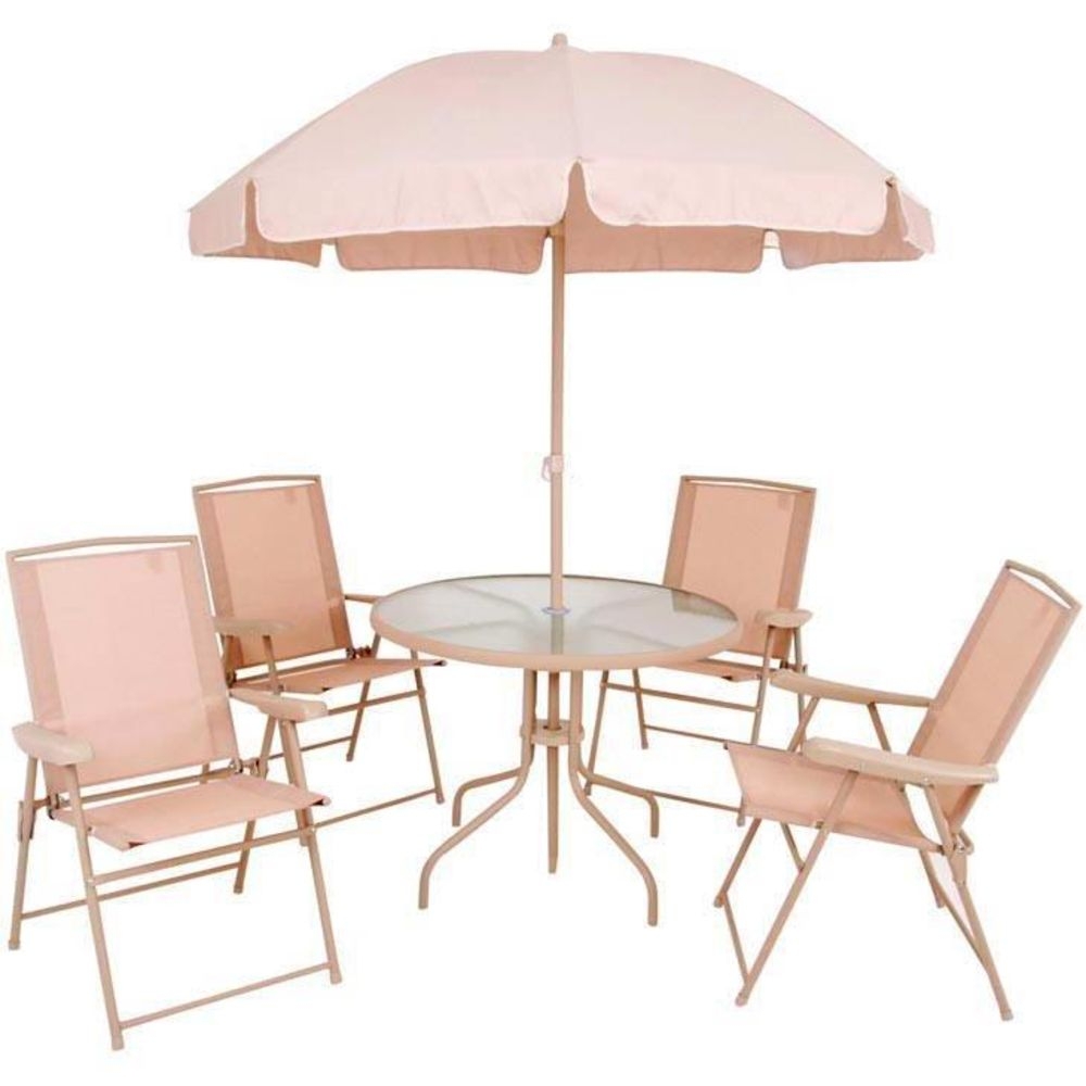 Conjunto Malibu Mesa c/ 4 Cadeiras e Guarda-Sol | Mor 