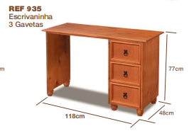 PREÇO + BARATO DO BRASIL | Escrivaninha 3 gavetas | ref 935 | ZN Móveis 