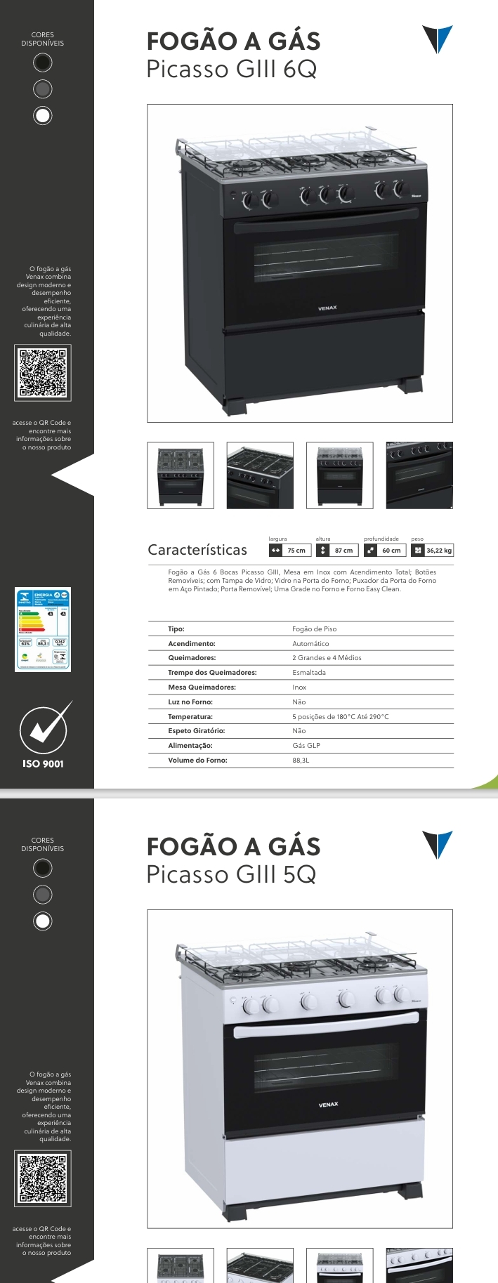 Fogão a Gás | Picasso GIII | Venax 0525