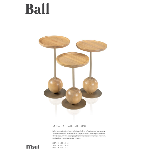 PREÇO + BARATO DO BRASIL | Mesa Lateral Ball 363 | Msul Móveis
