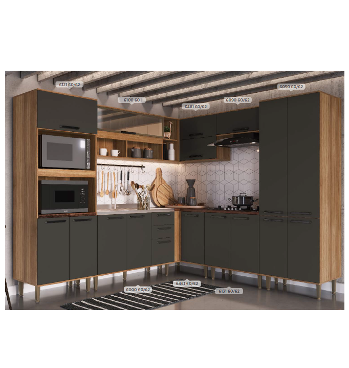 Cozinha Modulada Áurea c/ 08 Peças | MAC 