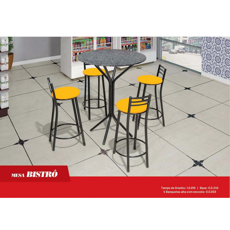 PREÇO + BARATO DO BRASIL | Mesa Bistrô + 4 Banquetas | Marcheli