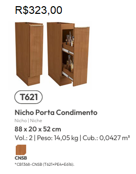 Cozinha Modulada Vibra | Valor das Peças Avulsas Acima de Cada Imagem do Produto | Kappesberg Móveis 0226