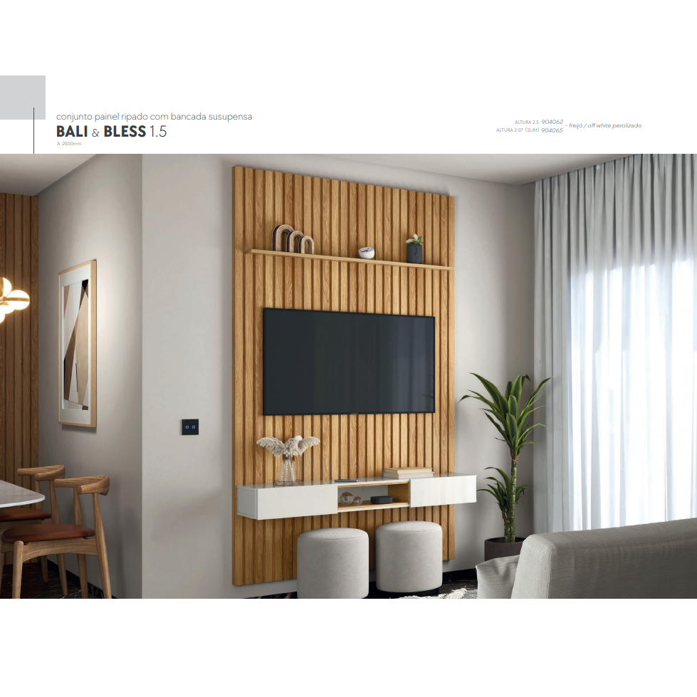 PREÇO + BARATO DO BRASIL | Painel Ripado Bali 1.5 e Bancada Suspensa Bless  | Lukalian