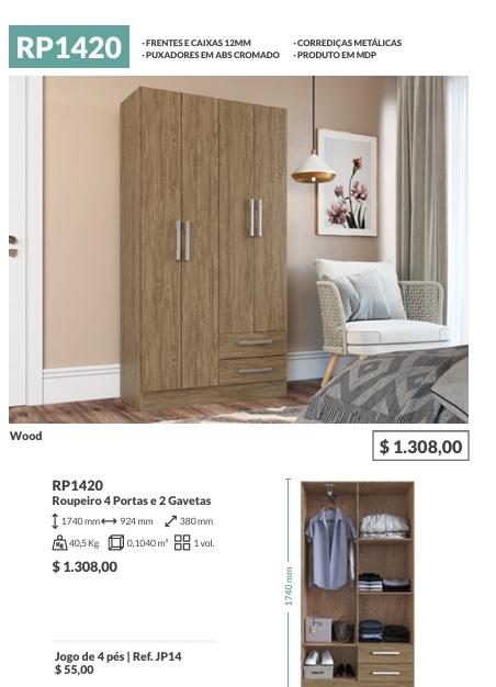 Roupeiro | RP1420 | Decibal : Venda -65% 0325