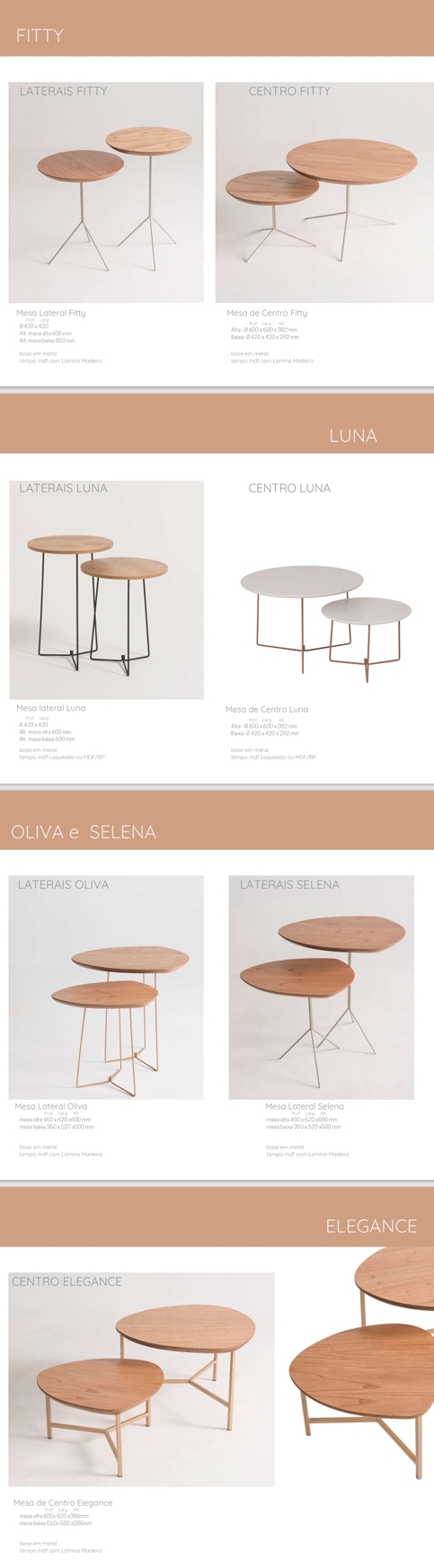 Mesas Laterais / Centro | Fitty - Luna - Oliva - Selena - Elegance | Muller Sister 0525