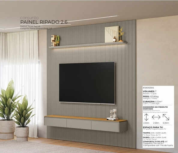 Conjunto Painel Ripado 2.6 | Linea 0726