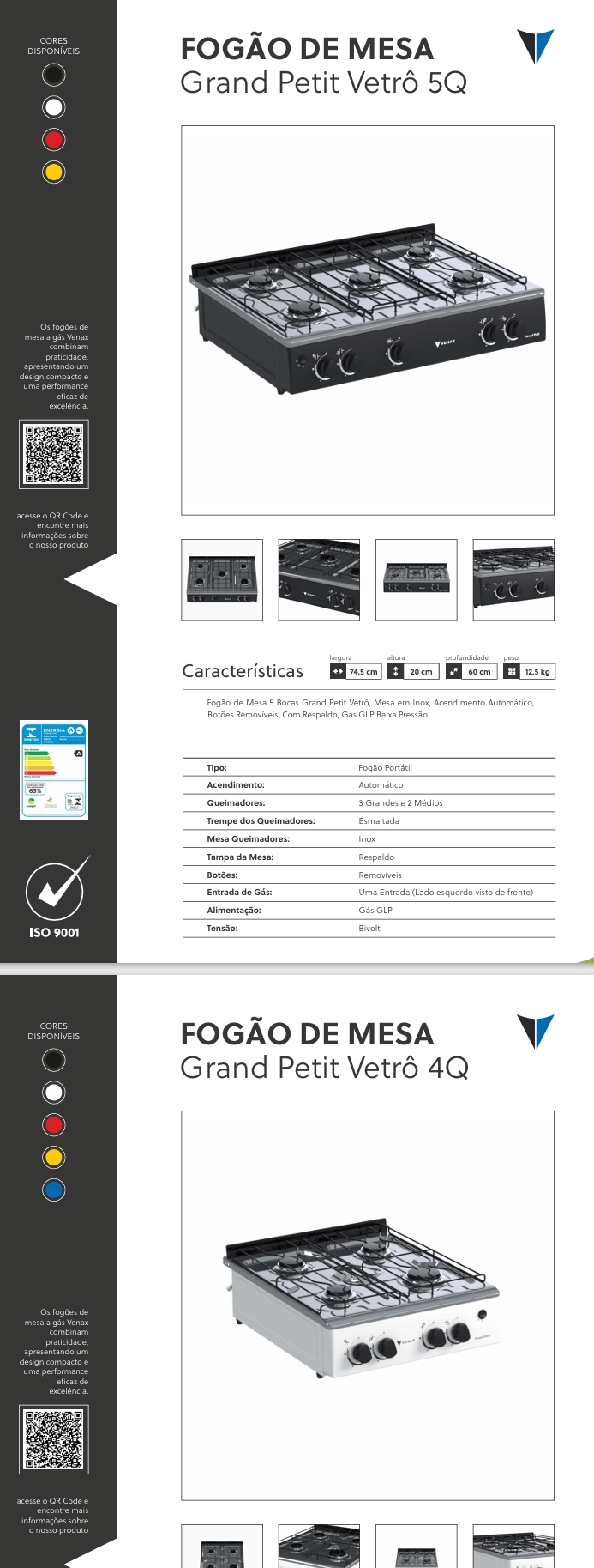 Fogão de Mesa | Grand Petit Vetrô 5Q - Grand Petit Vetrô 4Q | Venax 0525