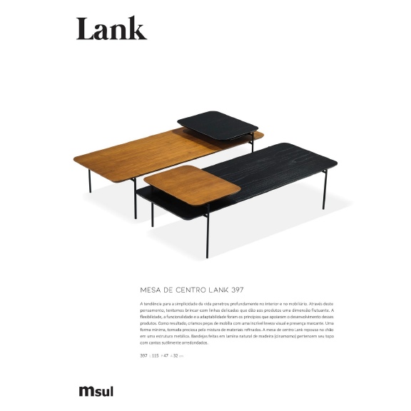 PREÇO + BARATO DO BRASIL | Mesa de Centro Lank 397 | Msul Móveis