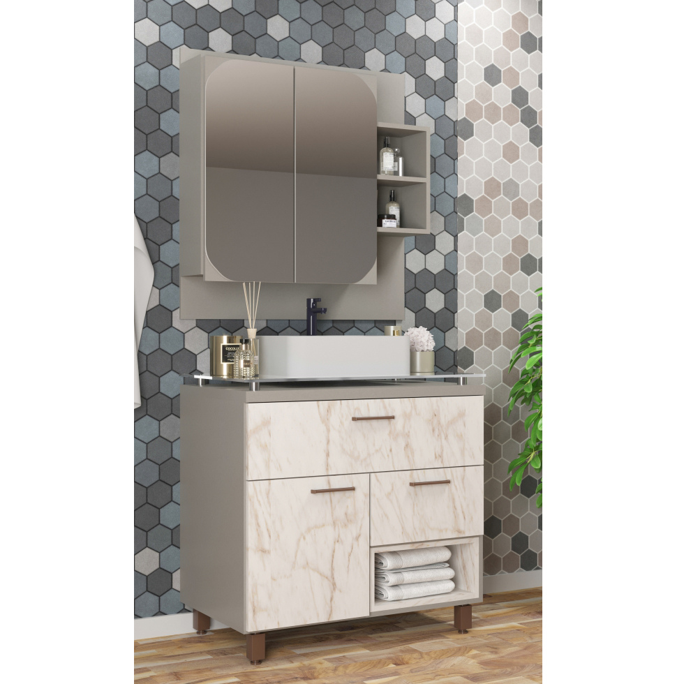 Conjunto Gabinete e Espelheira Majestic 80 | Belizze 