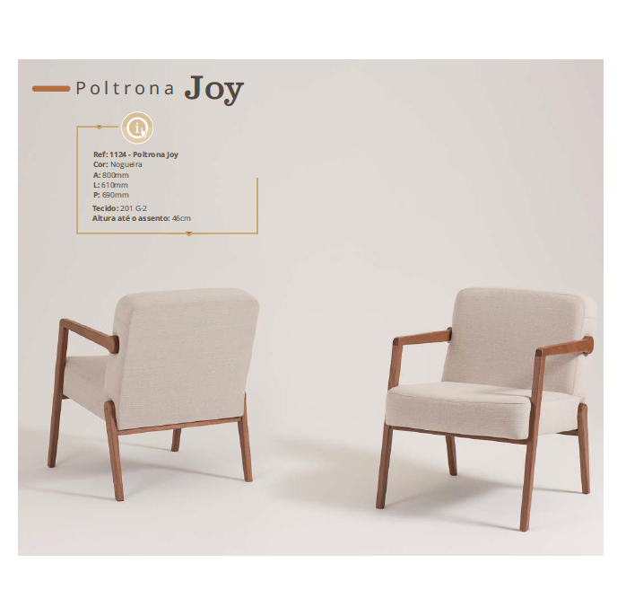 PREÇO + BARATO DO BRASIL | Poltrona Joy - Pé Madeira | 1124 | Volttoni Móveis Contemporâneos