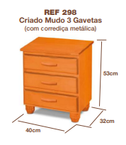 PREÇO + BARATO DO BRASIL | Criado Mudo 3 Gavetas | 298 | ZN 