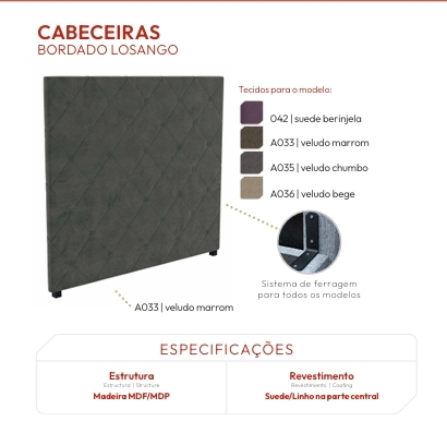 Cabeceira | Bordado Losango | Kappesberg Colchões 0526
