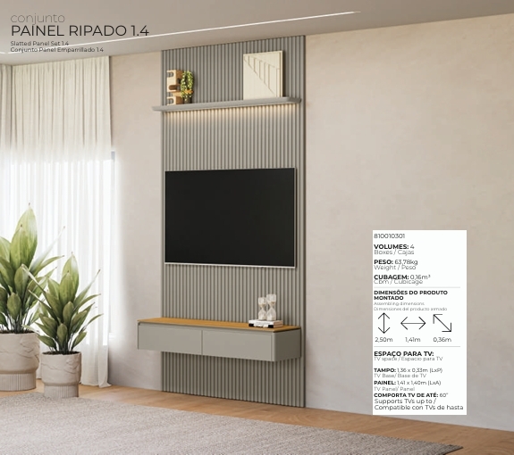Conjunto Painel Ripado 1.4 | Linea 0726