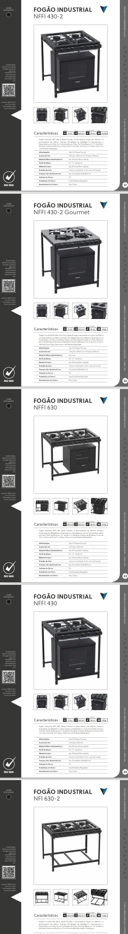 Fogão Industrial | NFFI 430-2 - NFFI 430-2 Gourmet -NFFI 630 - NFFI 430 -NFI 630-2 - NFI 230| Venax 0525