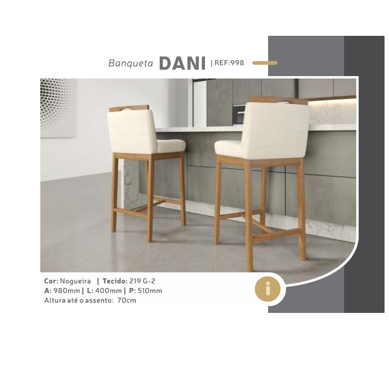 PREÇO + BARATO DO BRASIL | Banqueta Dani | 998 | Volttoni Móveis Contemporâneos