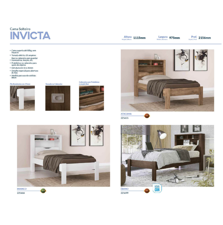 PREÇO + BARATO DO BRASIL | Cama Solteiro Invicta | 225655 | Santos Andirá