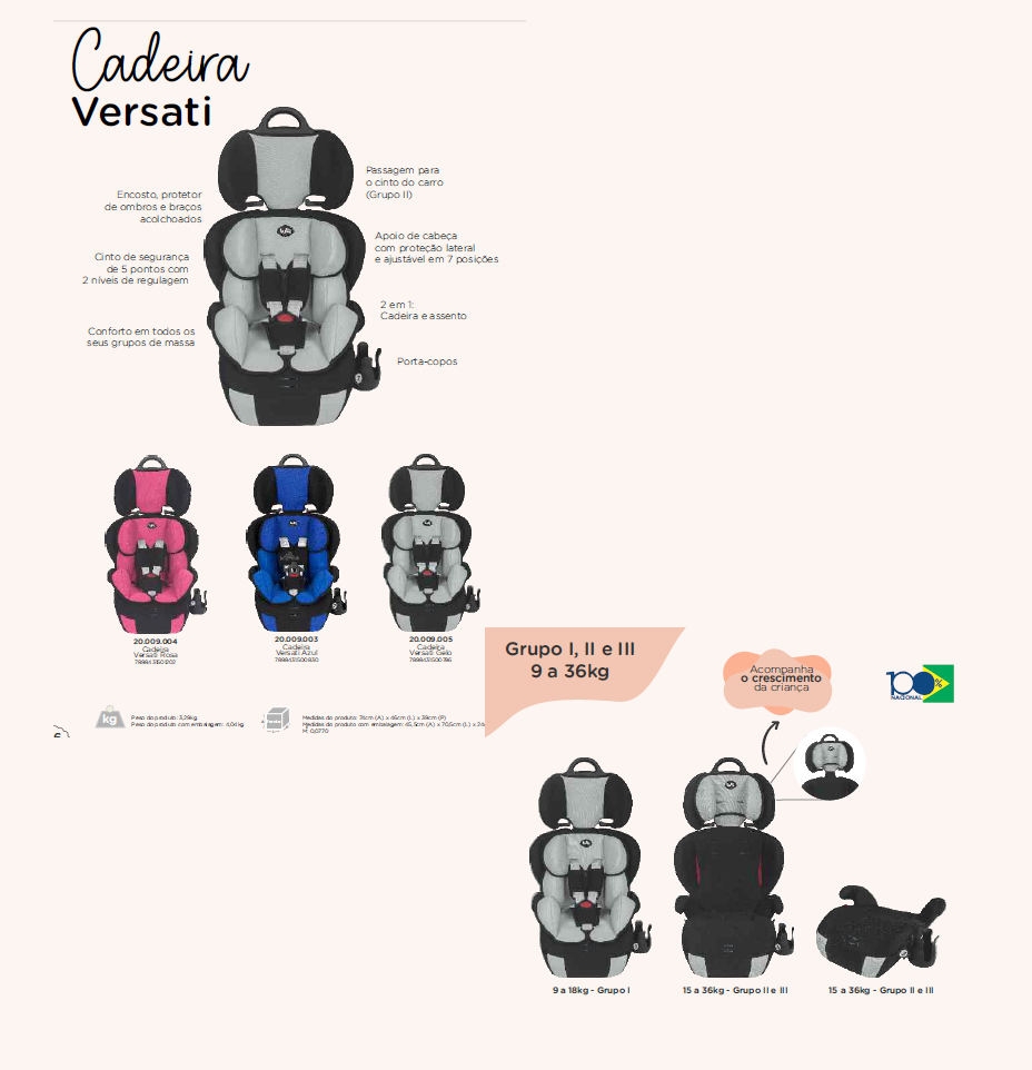 Cadeira Para Veículo Versati | Grupo I, II e III | Tutty Baby