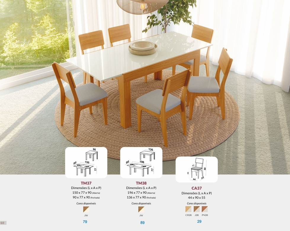 Mesa TM37 / TM38 + Cadeira CA37 | Dalla Costa 0826